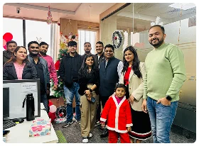 Quickway Infosystems team at an office celebration