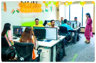 Quickway Infosystems team working at the office